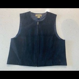 Vintage Great Northwest suede leather vest, navy blue